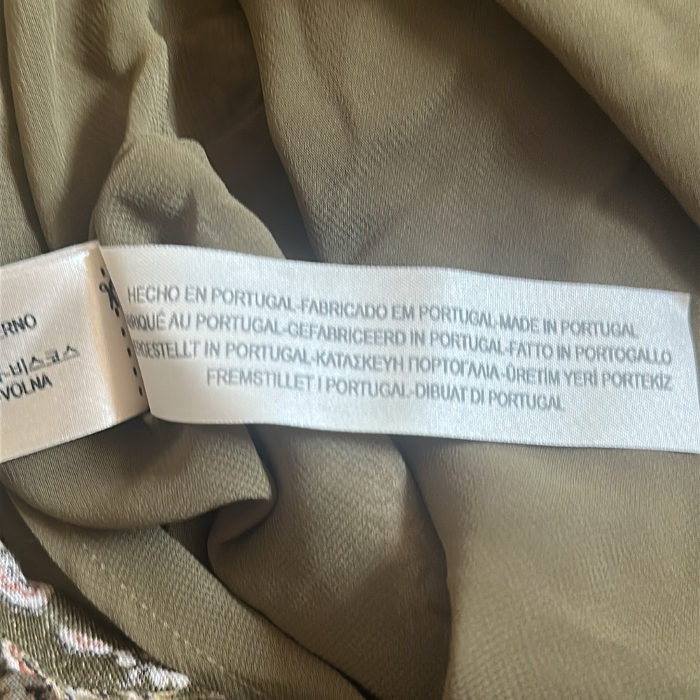 Massimo Dutti Olive Green Patterned Midi Skirt - Picture 5 of 7